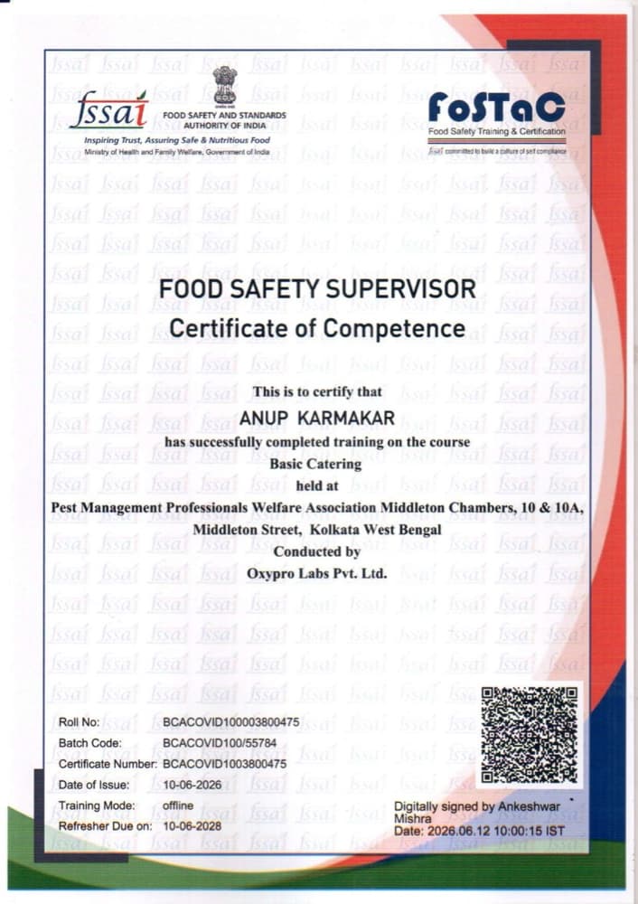 FSSAI FoSTaC — Food Safety Supervisor