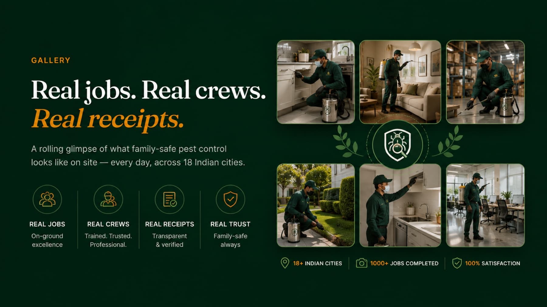 AIPS gallery — real jobs, real crews, real receipts. On-ground excellence across West Bengal, 1000+ jobs completed.